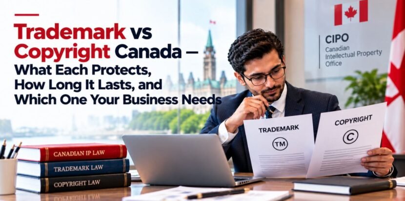 Trademark vs Copyright Canada — What Each Protects, How Long It Lasts, and Which One Your Business Needs